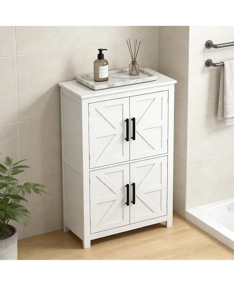 Clihome Farmhouse Mdf Freestanding Cabinet Storage Cabinet with Adjustable Shelves