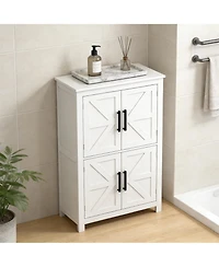 Clihome Farmhouse Mdf Freestanding Cabinet Storage Cabinet with Adjustable Shelves