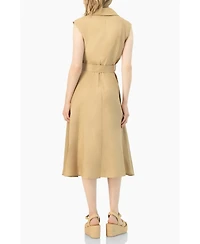 Ivonne Women's Long Linen Dress with Waist Tie