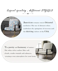 Rainsken Velvet Upholstered Armchair, Accent Chair with Solid Wood Frame and Metal Legs for Living Room, Balcony Bedroom