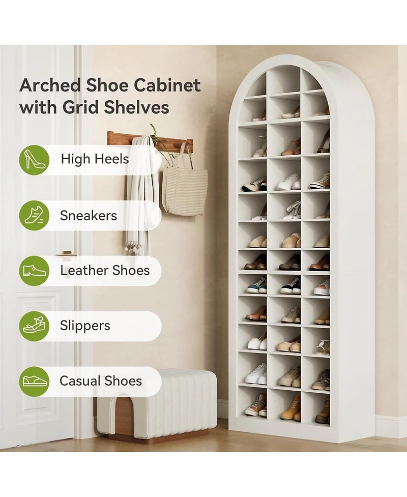Tribesigns 12-Tier Shoe Storage Cabinet with 36 Cubbies, 70.9''H Freestanding Shoe Rack Organizer, White
