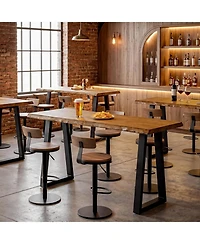 Tribesigns 63" Solid Wood Bar Table, Commercial Grade Counter Height Table with Metal Legs, Heavy Duty Long Pub Table