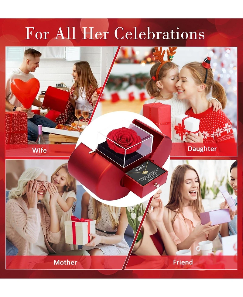 Gnuadz Preserved Four Leaf Necklace Gift Box Couple Mother Gift