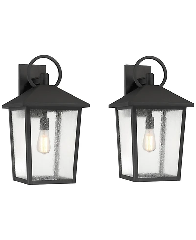 John Timberland Westmont 22"H Sand Black Outdoor Wall Light Set of 2