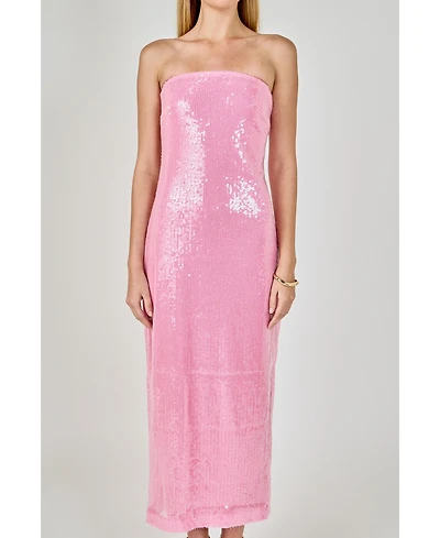 Women's Strapless Sequins Maxi Dress