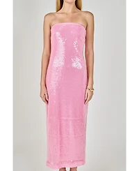 Women's Strapless Sequins Maxi Dress