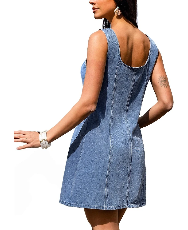 Cupshe Women's New Love Denim Mini Beach Dress