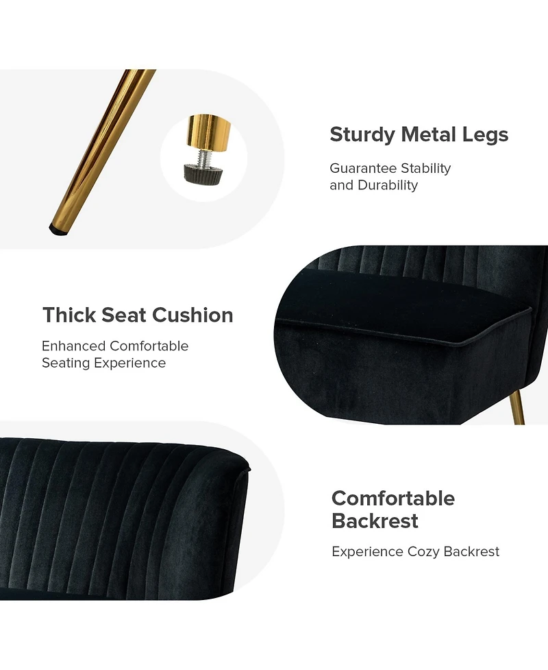 Hulala Home Euclid 47" Contemporary Velvet 2-Seat Armless Loveseat Sofa