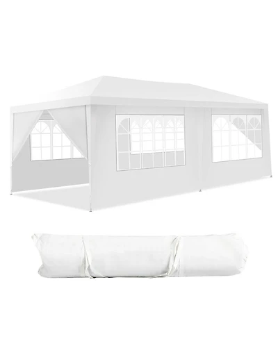 Gymax 10'x20' Outdoor Canopy Weather-resistant Tent Wedding Party Tent 6 Sidewalls W/Carry Bag