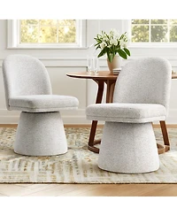 Maison Boucle Swivel Upholstered Dining Chairs Set of 2, Modern Fabric Side Chairs