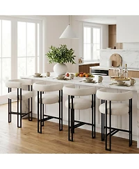 Maison Boucle 24" Fabric Counter Height Stools Set of 4 with Arms, Kitchen Island