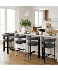 Maison Boucle 24" Fabric Counter Height Stools Set of 4 with Arms, Kitchen Island