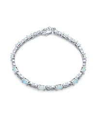 Bling Jewelry Romantic Created White Opal Milgrain Infinity Tennis Bracelet .925 Sterling Silver