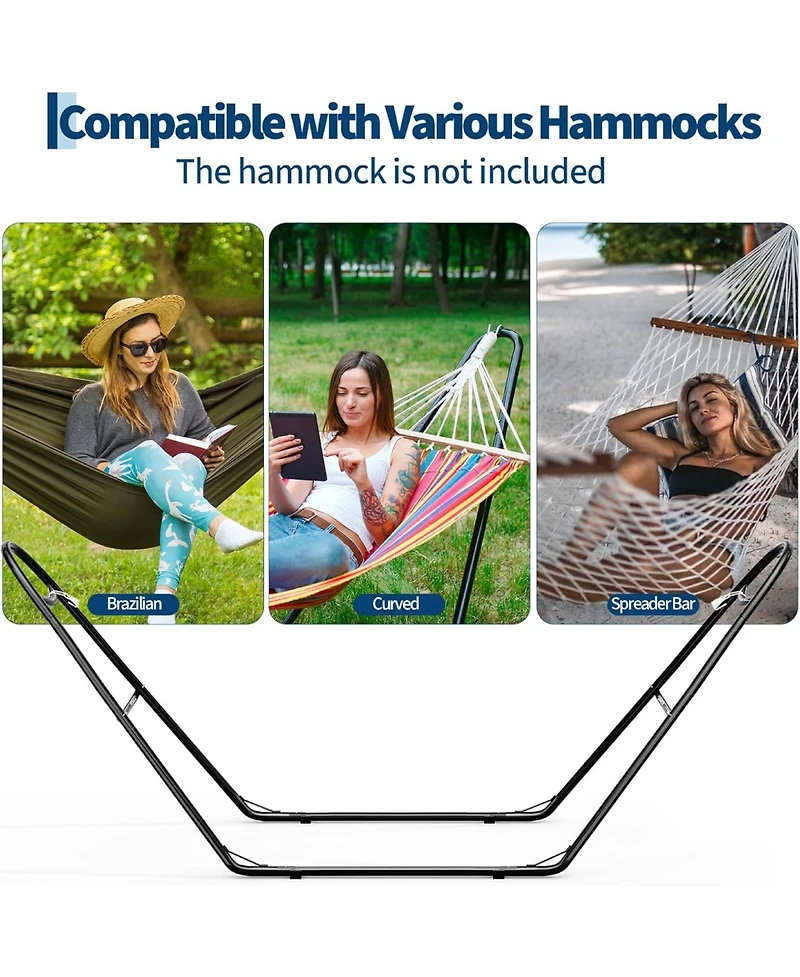 gaomon Portable Heavy Duty Universal Hammock Stand with Hooks and Chains for Outside, Patio, Backyard