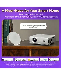 Aurzen Portable Mini Roku Tv Projector with Carrying Case, Roku Built-in, Dustproof Tech, 1080p Fhd, DoIby Audio, Auto Focus and Keystone