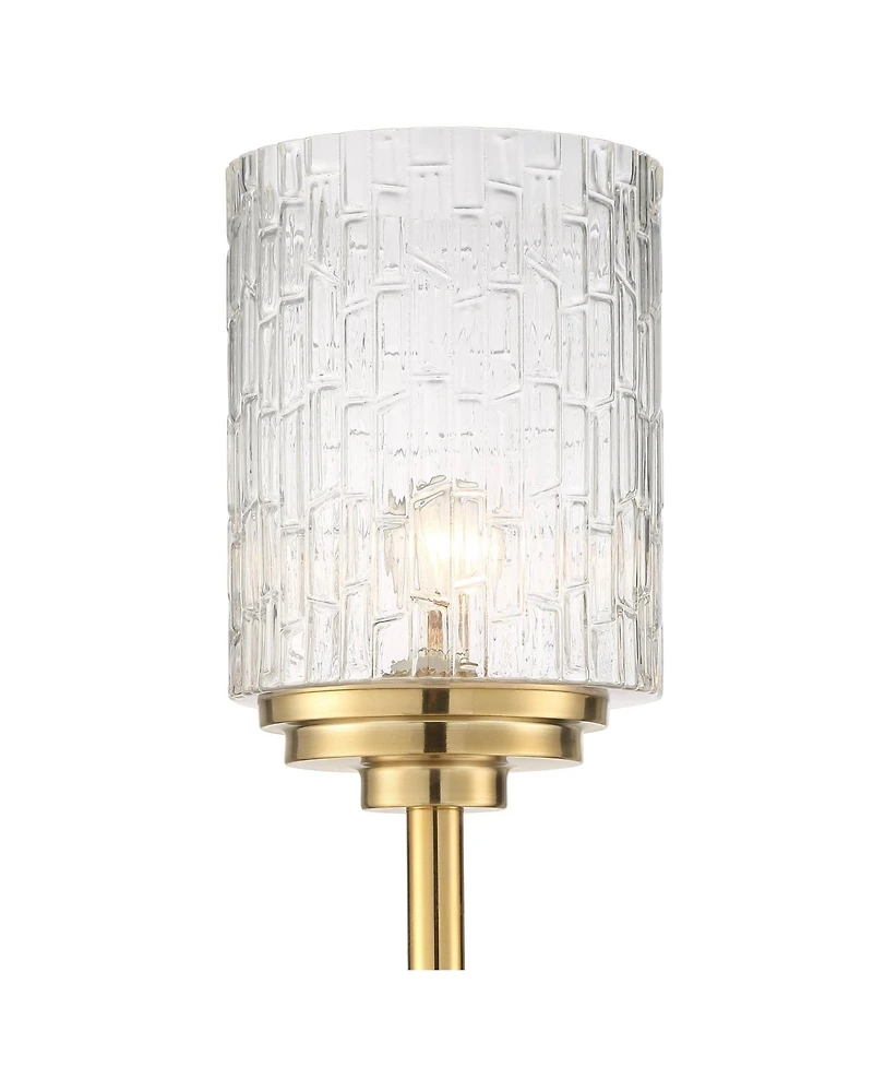 Possini Euro Design Kinsey Modern Torchiere Floor Lamp with Riser 78" Tall Brass Metal Stone Pattern Crystal Glass Shade for Living Room Office