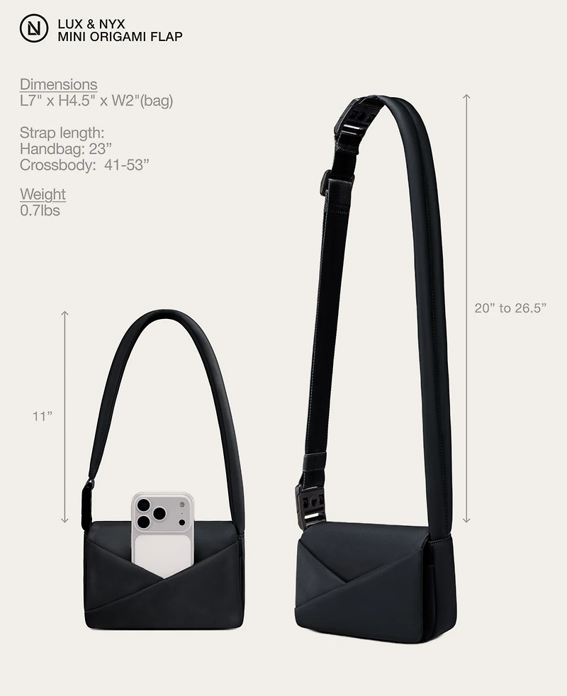 Mini Origami Flap Convertible Crossbody & Handbag for Women