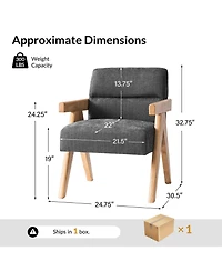 Hulala Home Donohoe Mid-Century Modern Accent Chair With Curved Wood Arms