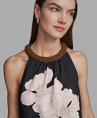 Karl Lagerfeld Paris Women's Floral Print Halter Neck Top