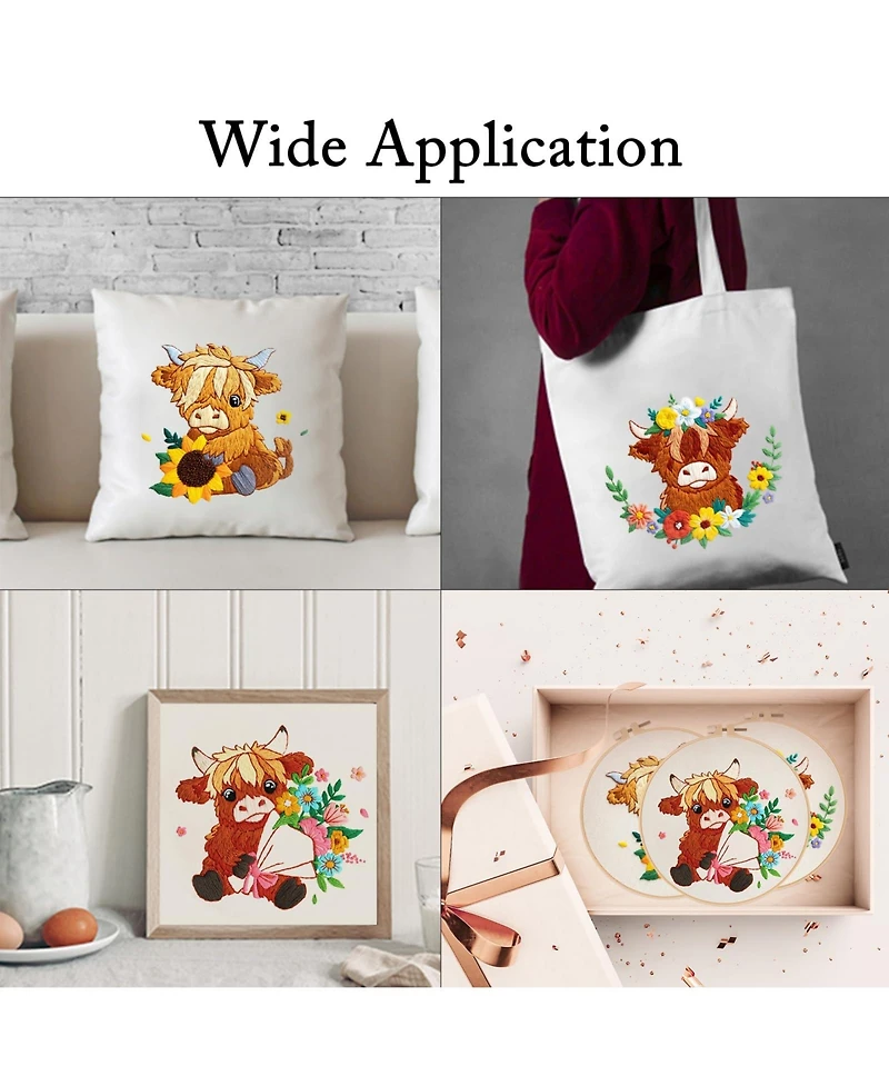 Gnuadz 3 Pack Highland Cow Embroidery Kit Adults Beginners Diy Gift