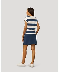 Cable & Gauge Women's Striped Split Neck Skort Set