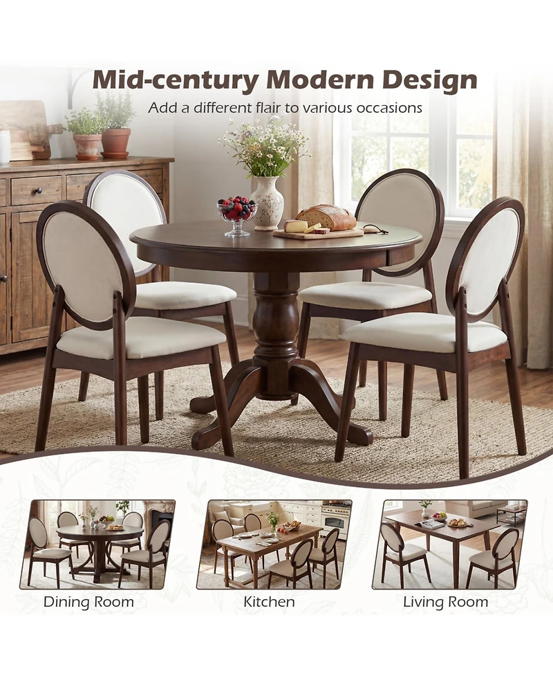 Slickblue Set of 2 Linen Fabric Side Chairs with Cushioned Seat