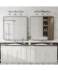 Apmir 36" x 36" High-Strength Tempered Glass and Aluminum Alloy Framed Wall Decor Bathroom Vanity Mirror in Matte Black