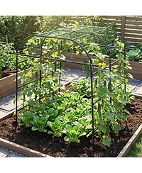 Gymax Metal Garden Arch Trellis for Climbing Plants Outdoor Wide Cucumber Trellis