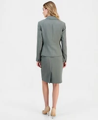 Kasper Womens Notched Collar Two Button Jacket Pencil Skirt
