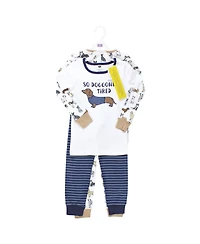 Hudson Baby Toddler Boys Cotton Pajama Set 4-Pack, Navy Dogs