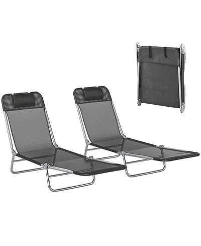 Outsunny 2-Piece Folding Chaise Lounge, Reclining Pool Chairs