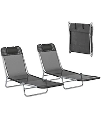 Outsunny 2-Piece Folding Chaise Lounge, Reclining Pool Chairs