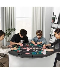 Slickblue Foldable Poker Table Top Round for 6 Players, Portable Card Game Mat