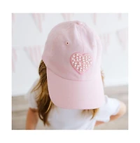 Sweet Wink Girls Pearl Heart Patch Baseball Hat