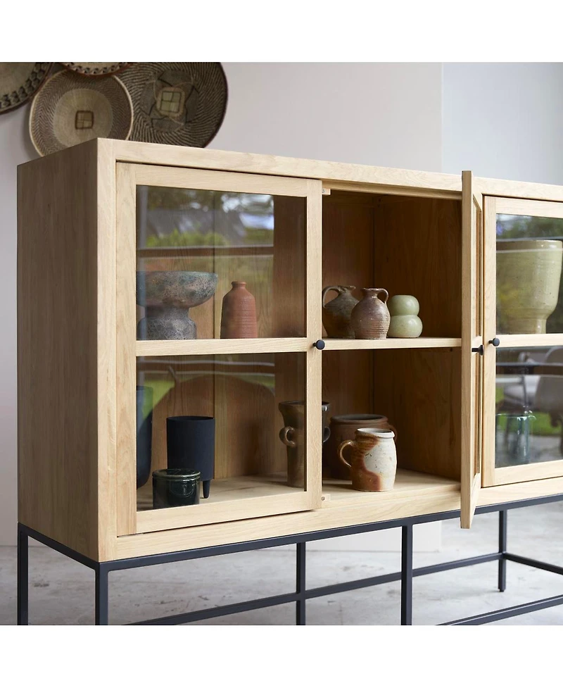Tikamoon Babeth low display case in solid oak 160