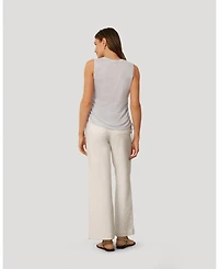 Cable & Gauge Women's Embroidered Yoke Ruched Top