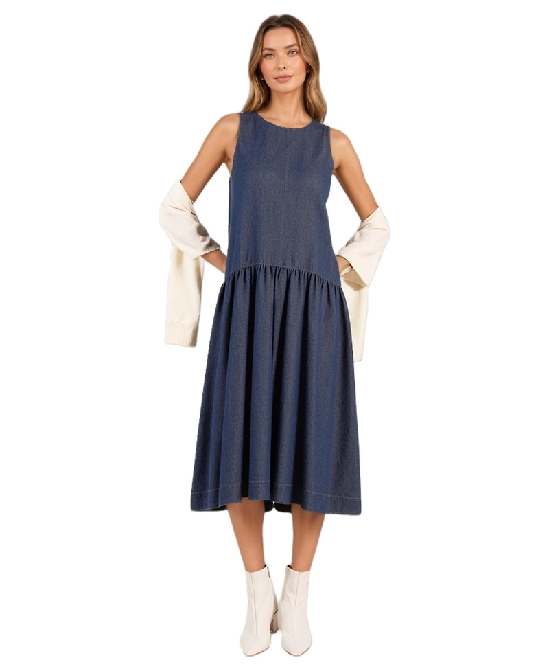 Modenaire Women's Linnea Sleeveless Drop-Waist Midi Dress