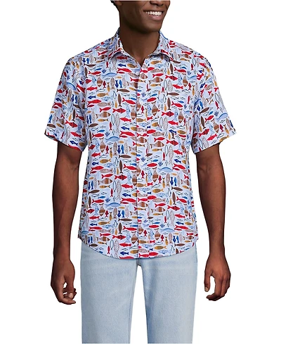 Lands' End Men's Traditional Fit Short Sleeve Linen Shirt