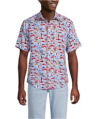 Lands' End Men's Traditional Fit Short Sleeve Linen Shirt