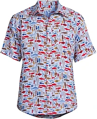 Lands' End Men's Traditional Fit Short Sleeve Linen Shirt