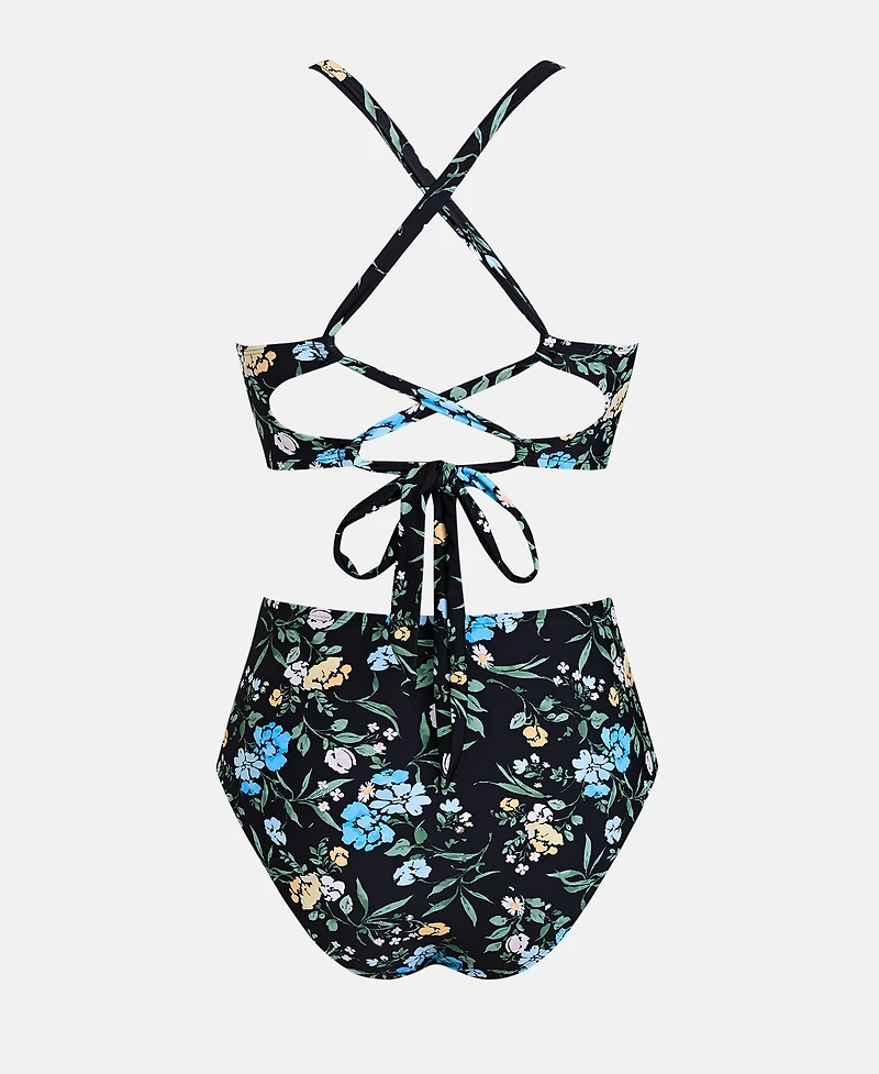 Cupshe Women's V-Neck Crisscross Bikini Set with Halter Straps