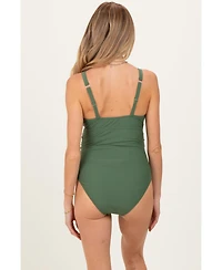 Pinkblush Maternity Sage Embroidered V-Neck One Piece Swimsuit