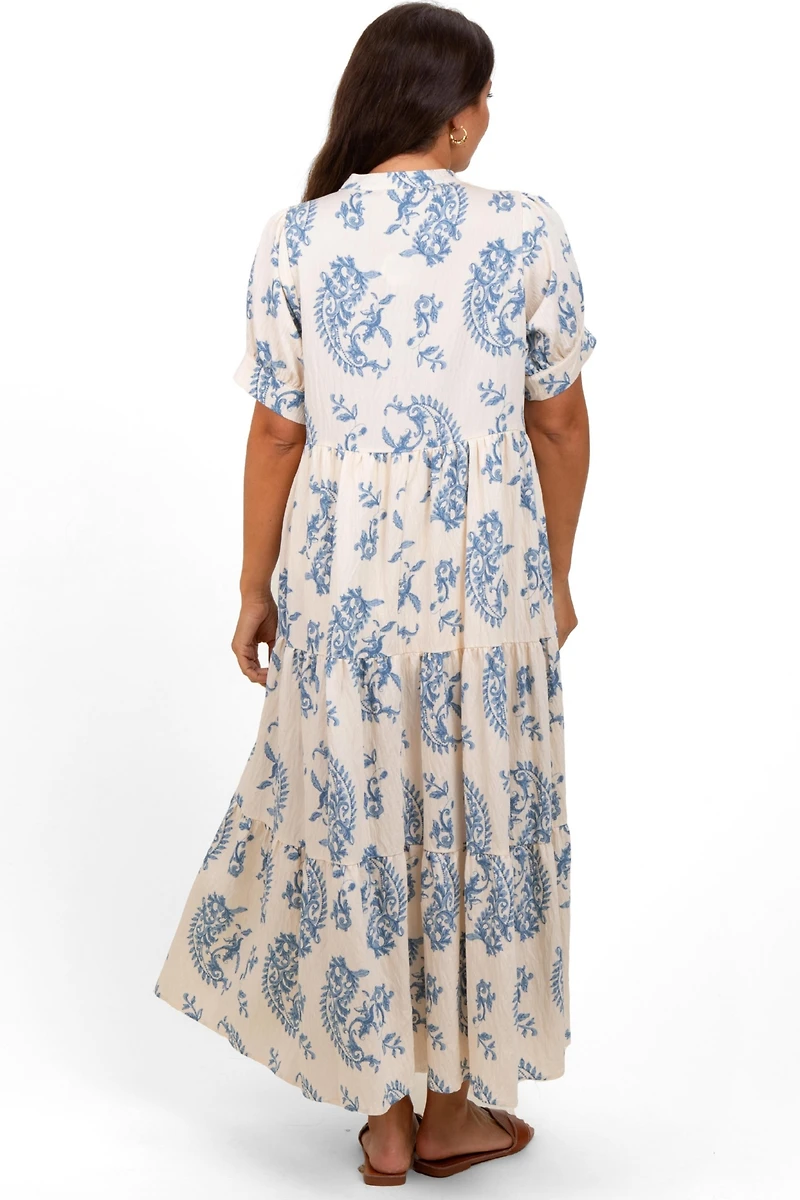 Blue Paisley Button