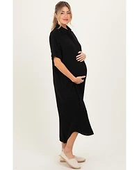 Pinkblush Maternity Black Button Down Midi Shirt Dress