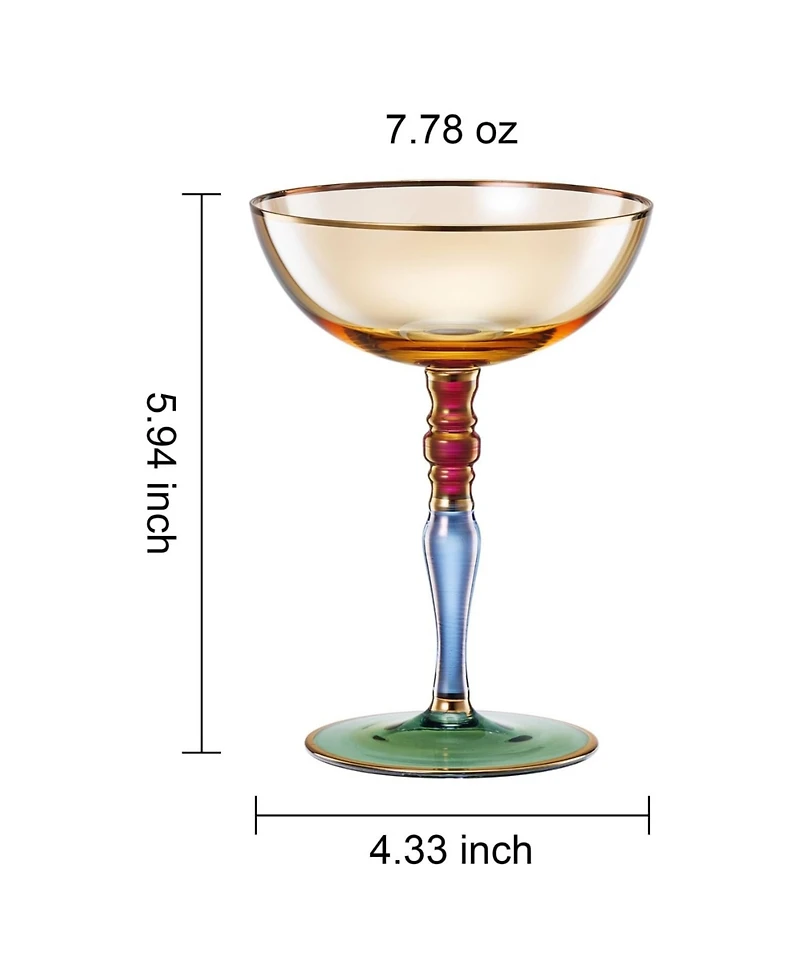 The Wine Savant Renaissance Amber Coupe Glasses, Set of 2