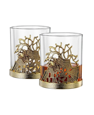 The Wine Savant Gold Spider Whiskey Glasses, Set of 2