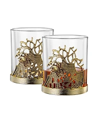 The Wine Savant Gold Spider Whiskey Glasses, Set of 2