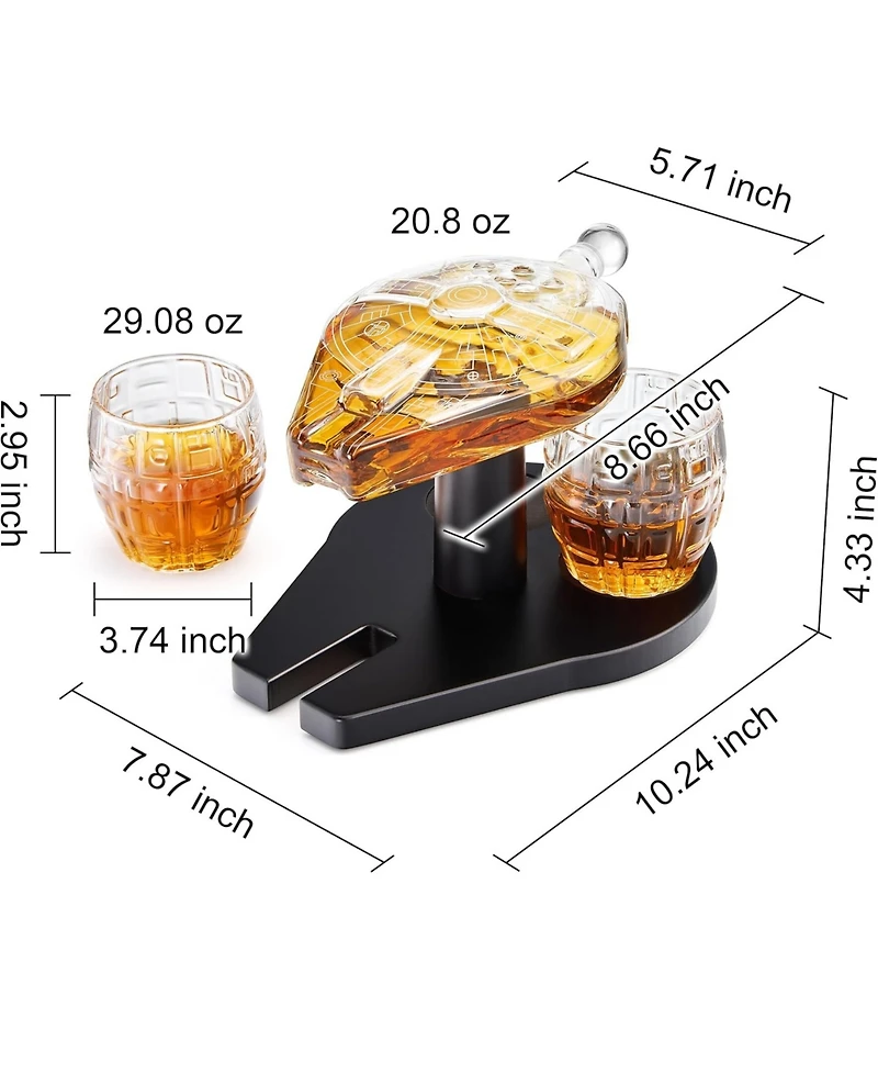 The Wine Savant Galactic Cruiser 4-Pc. Whiskey Decanter Set