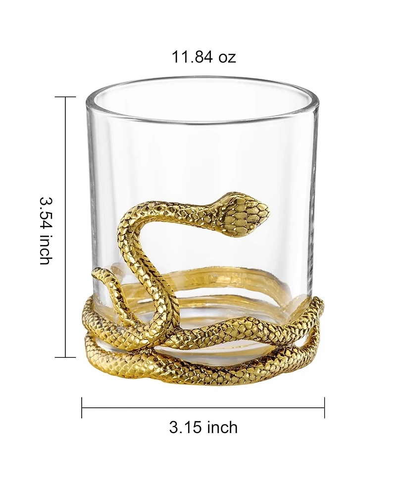 The Wine Savant Gold Snake Whiskey Glasses, Set of 2