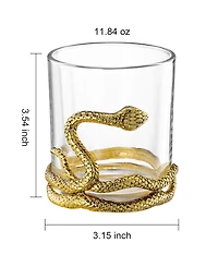 The Wine Savant Gold Snake Whiskey Glasses, Set of 2